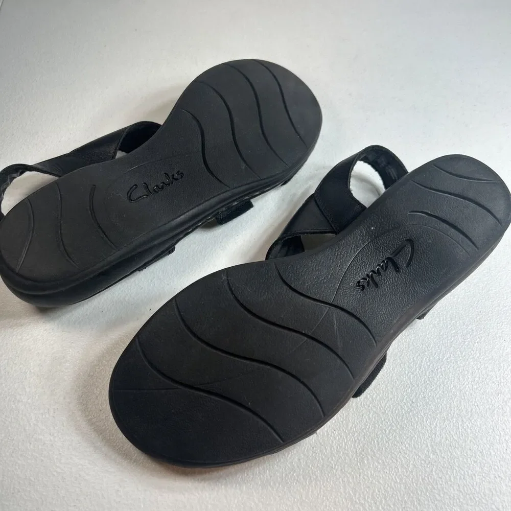 Clarks Collection Women’s Sandals Size 9 M Black Leather Leisa Lakelyn Comfort